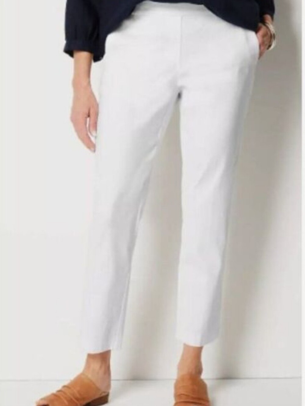 J. Jill Linen Stretch White Cropped Pants NWT LP